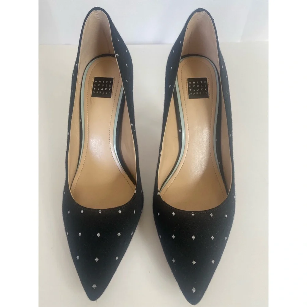 White house black market olivia black ecru polka dot pumps - Picture 5 of 8